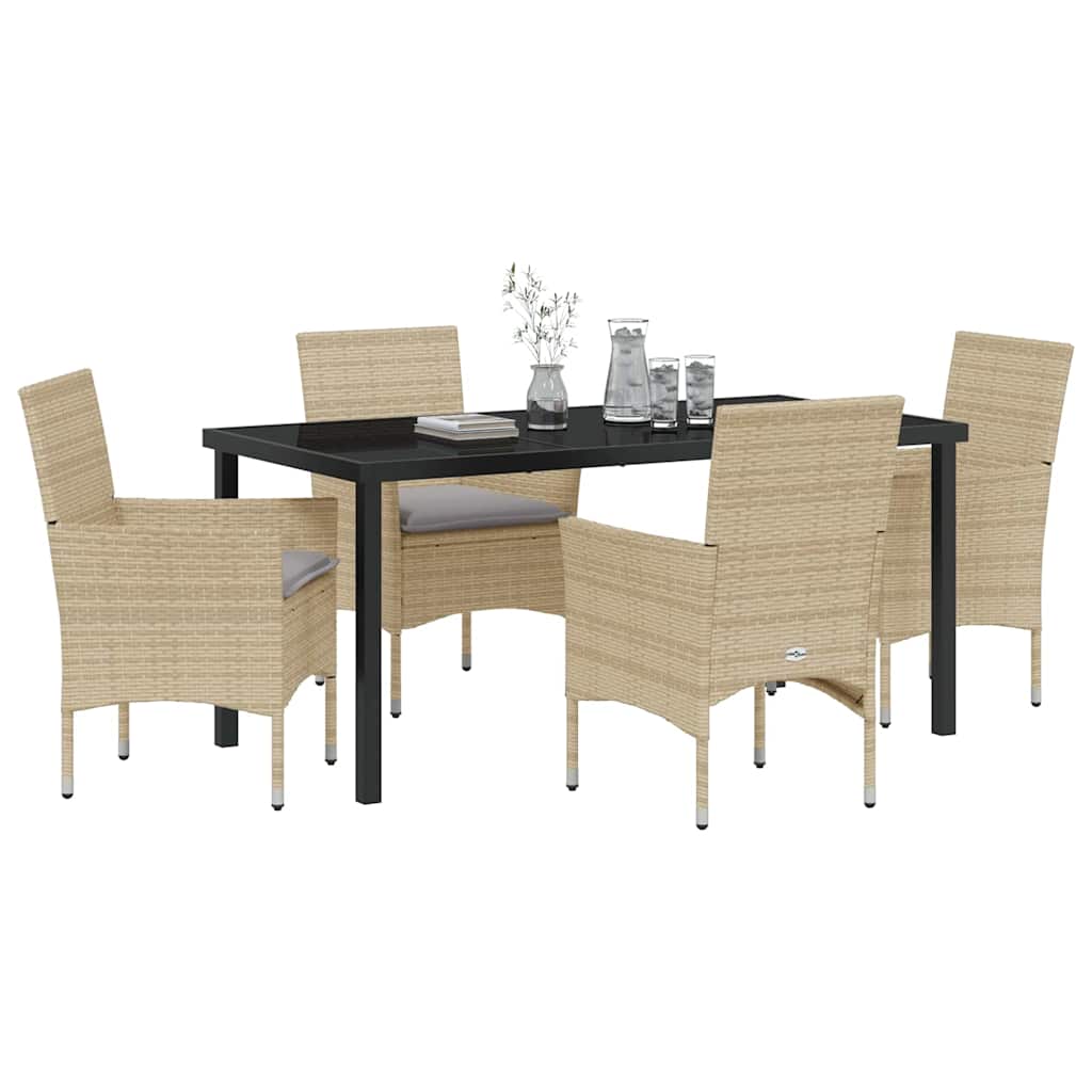 Have Spisebordssæt med pude 5 pcs Beige Poly rattan