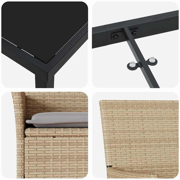 Have Spisebordssæt med pude 7 pcs Beige Poly rattan