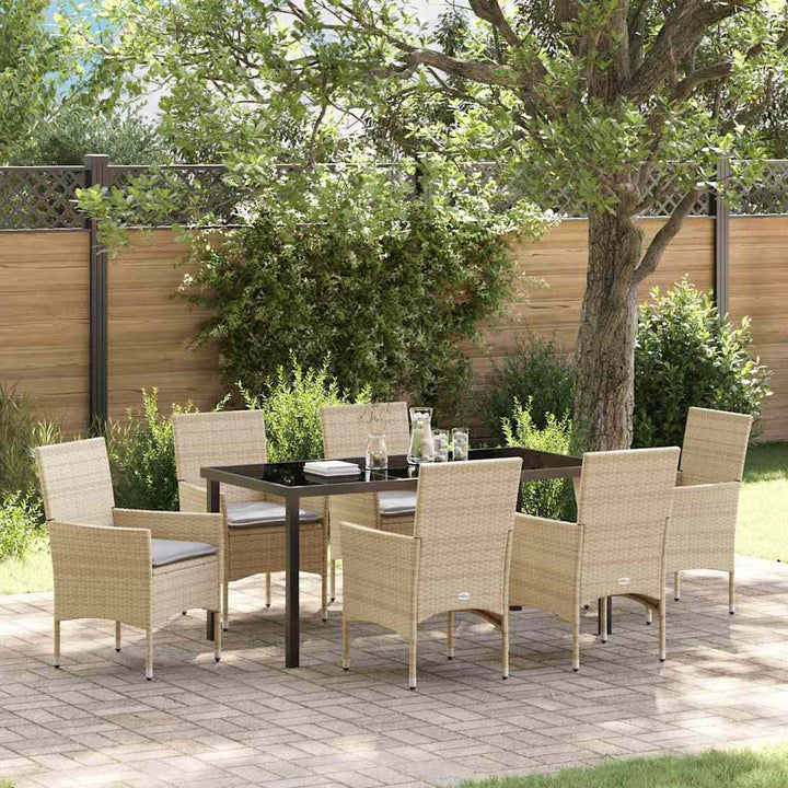 Have Spisebordssæt med pude 7 pcs Beige Poly rattan