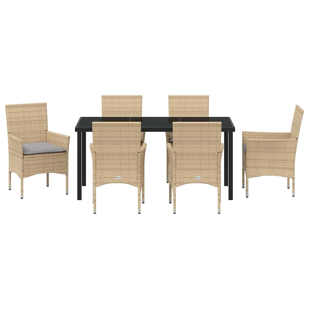 Have Spisebordssæt med pude 7 pcs Beige Poly rattan