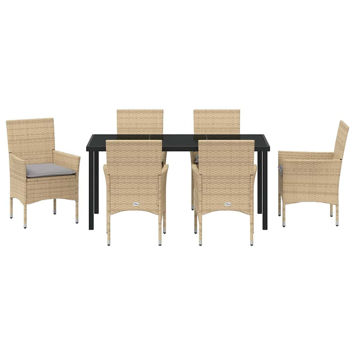 Have Spisebordssæt med pude 7 pcs Beige Poly rattan
