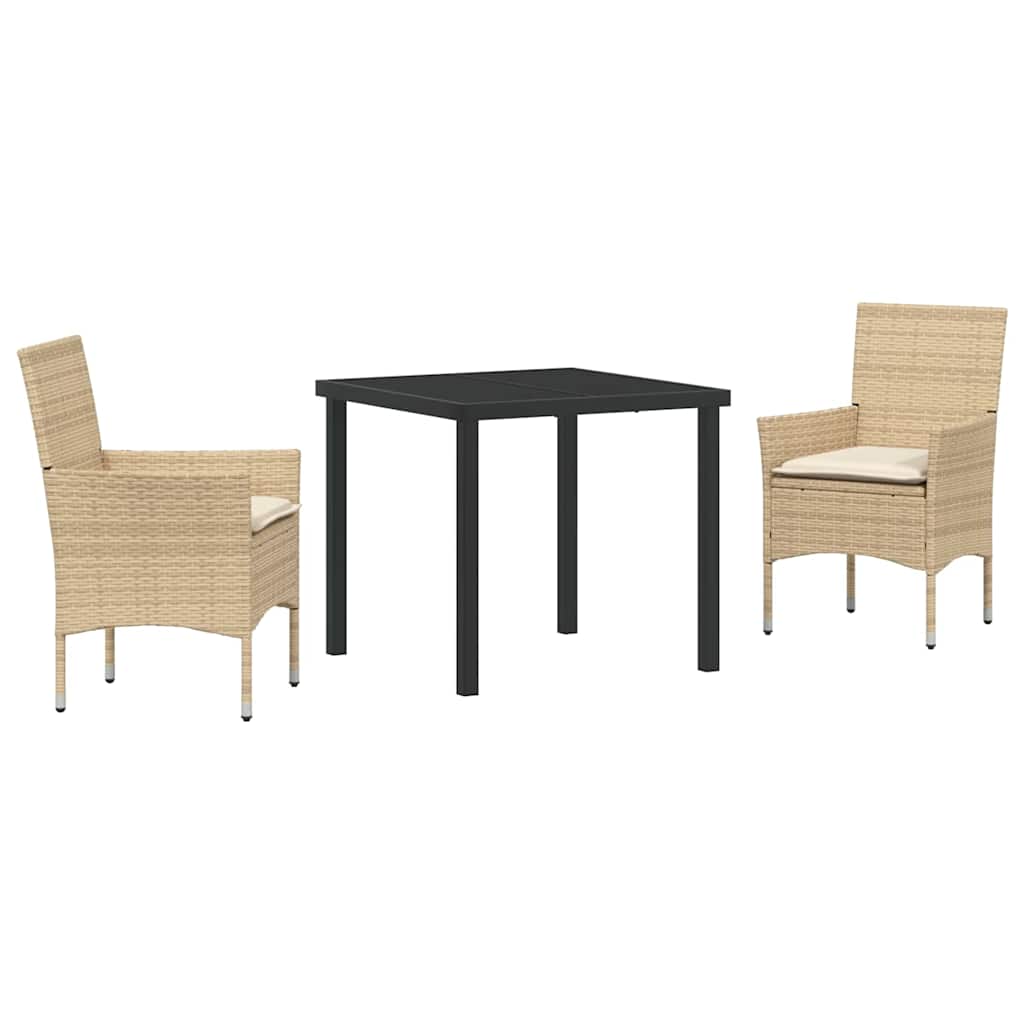 Have Spisebordssæt med pude 3 pcs Beige Poly rattan