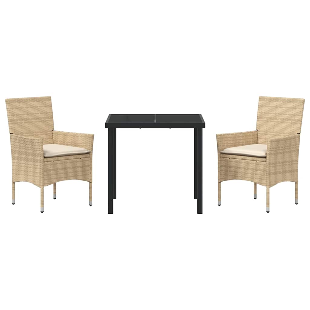 Have Spisebordssæt med pude 3 pcs Beige Poly rattan