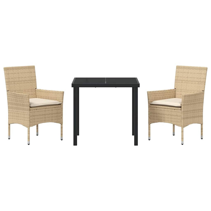Have Spisebordssæt med pude 3 pcs Beige Poly rattan