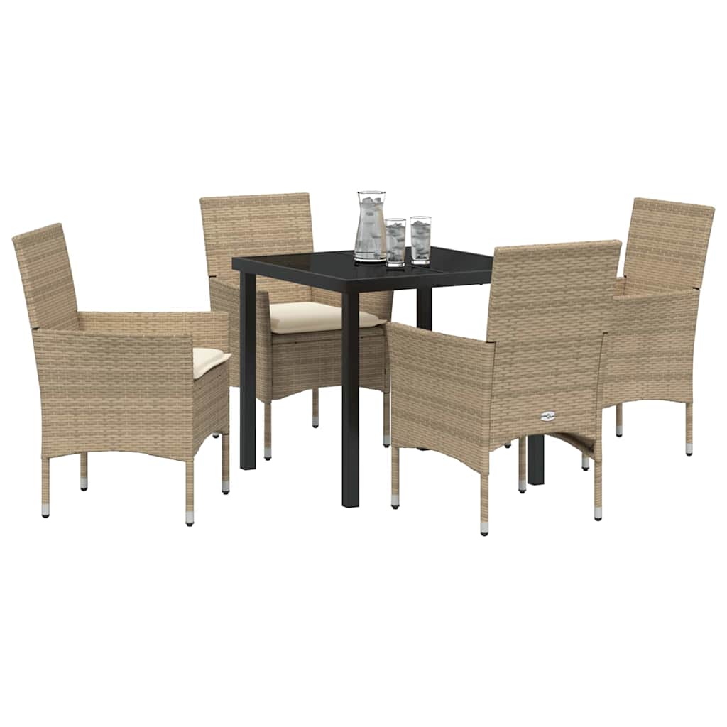 Have Spisebordssæt med pude 5 pcs Beige Poly rattan