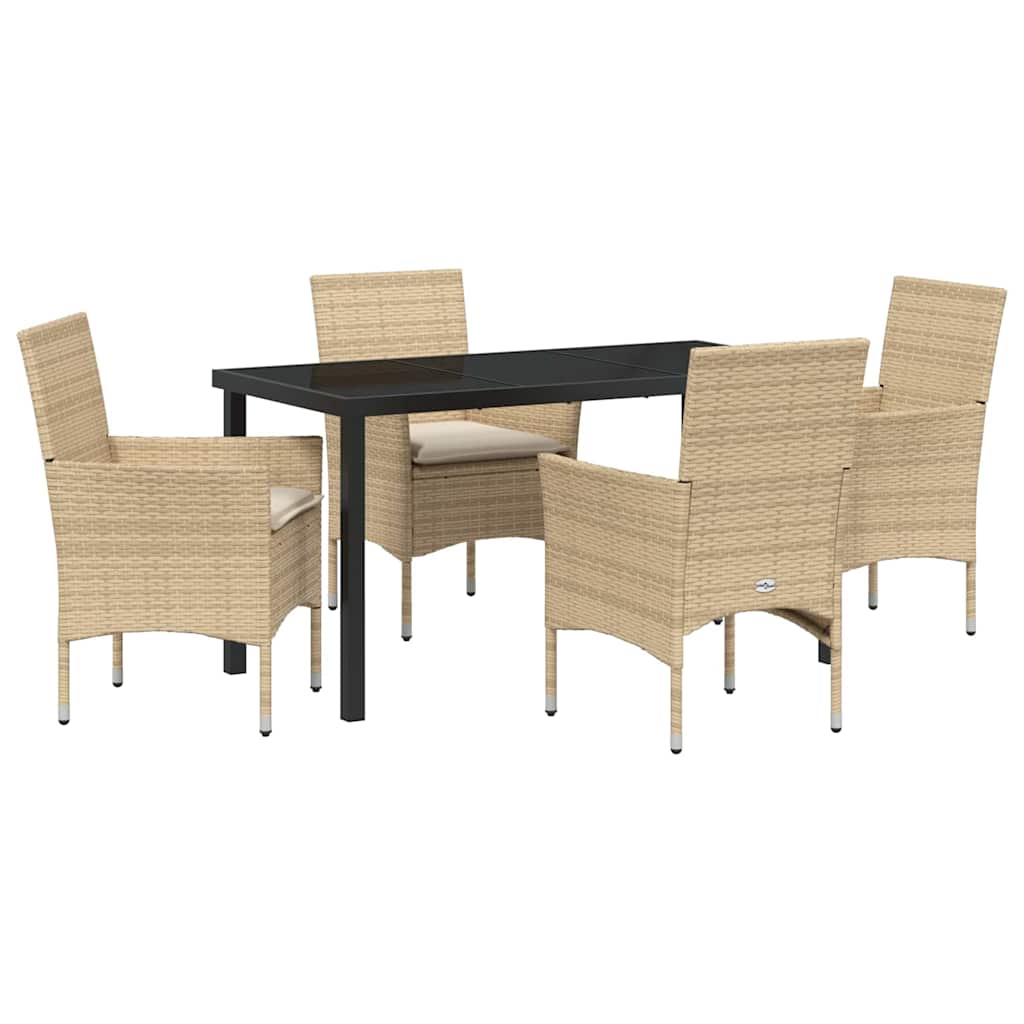 Have Spisebordssæt med pude 5 pcs Beige Poly rattan