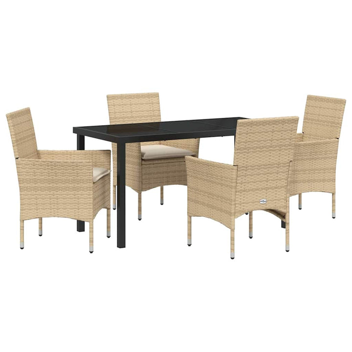 Have Spisebordssæt med pude 5 pcs Beige Poly rattan