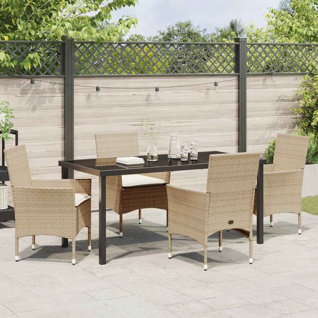 Have Spisebordssæt med pude 5 pcs Beige Poly rattan