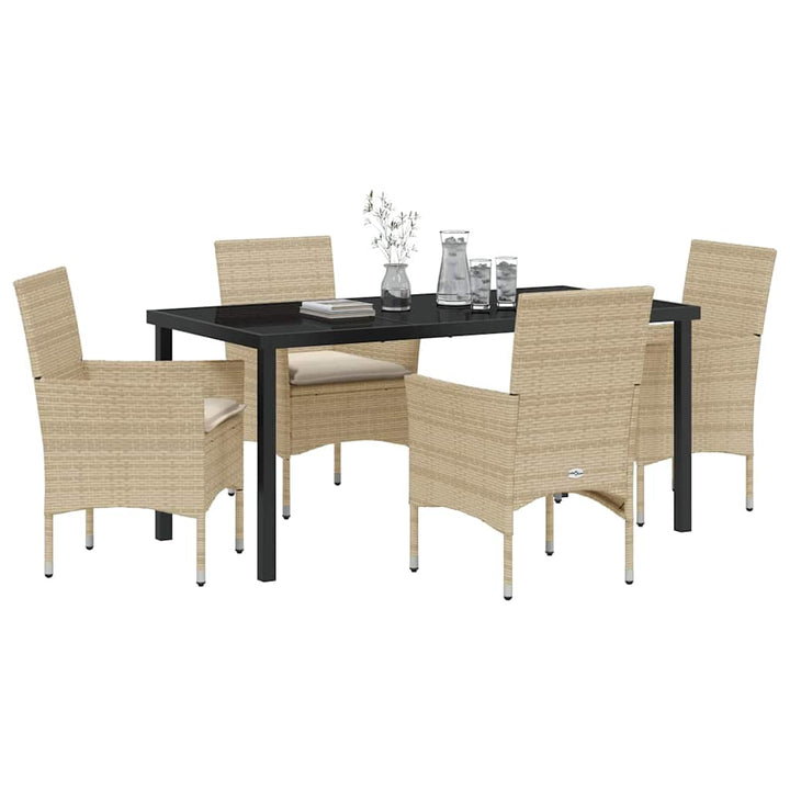 Have Spisebordssæt med pude 5 pcs Beige Poly rattan