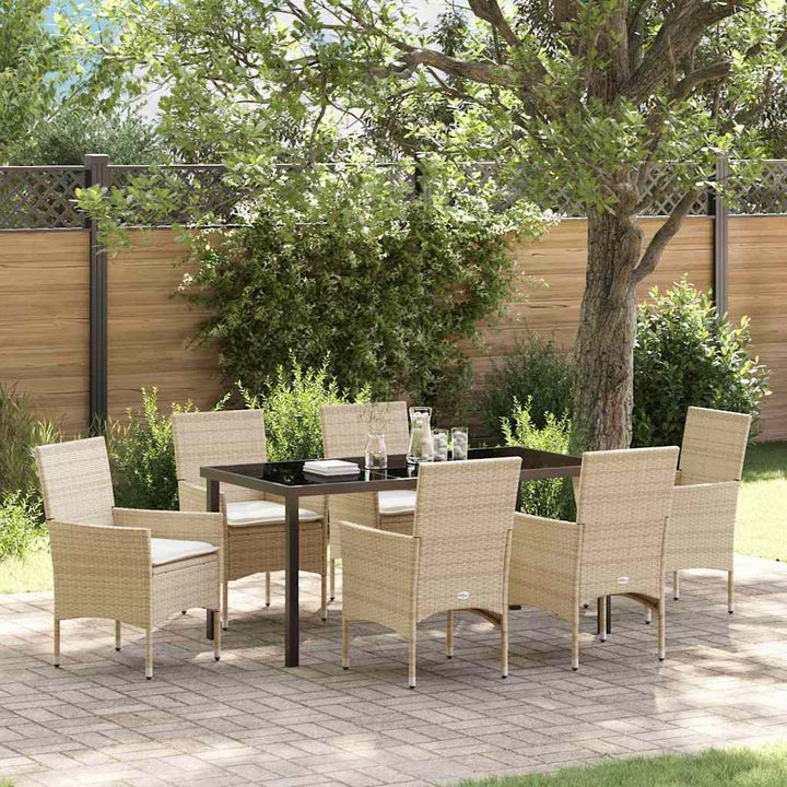 Have Spisebordssæt med pude 7 pcs Beige Poly rattan
