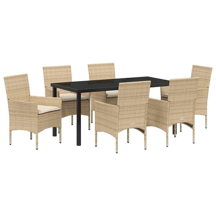Have Spisebordssæt med pude 7 pcs Beige Poly rattan