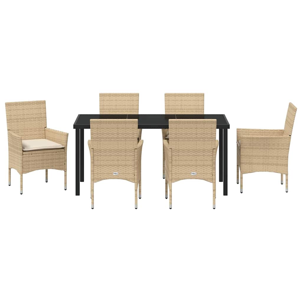 Have Spisebordssæt med pude 7 pcs Beige Poly rattan