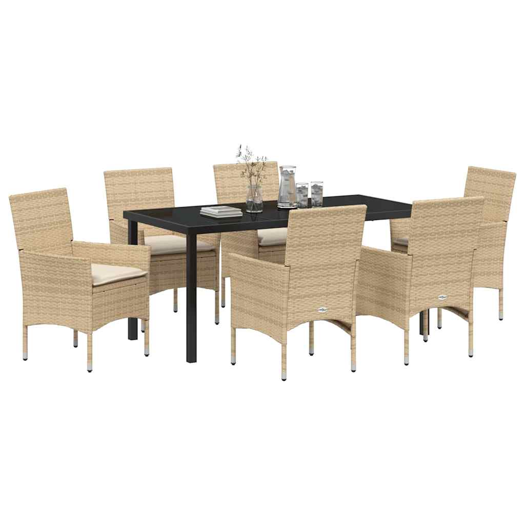 Have Spisebordssæt med pude 7 pcs Beige Poly rattan
