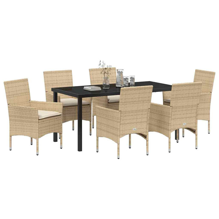 Have Spisebordssæt med pude 7 pcs Beige Poly rattan
