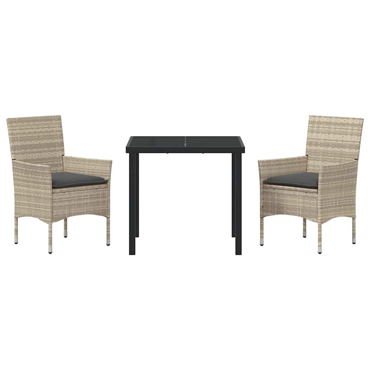 Have Spisebordssæt med pude 3 pcs Lysegrå Poly rattan