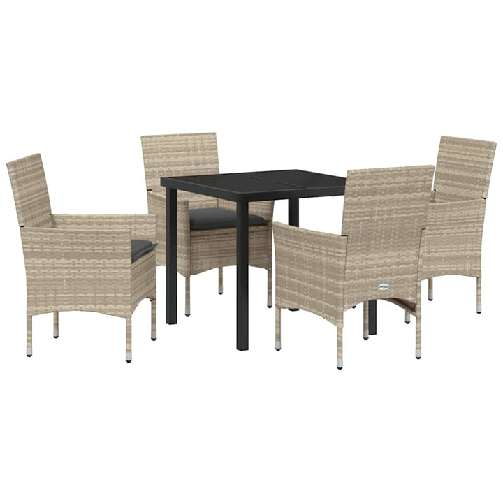 Have Spisebordssæt med pude 5 pcs Lysegrå Poly rattan