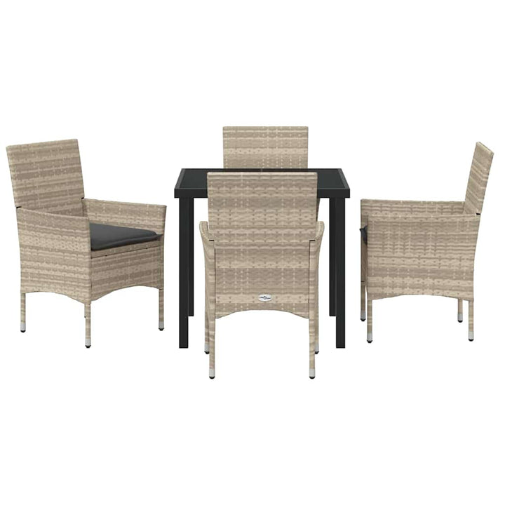 Have Spisebordssæt med pude 5 pcs Lysegrå Poly rattan