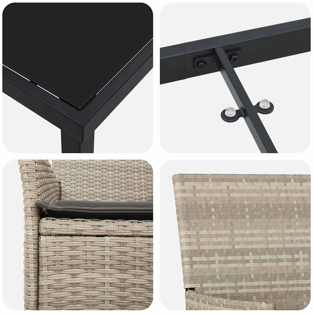 Have Spisebordssæt med pude 7 pcs Lysegrå Poly rattan