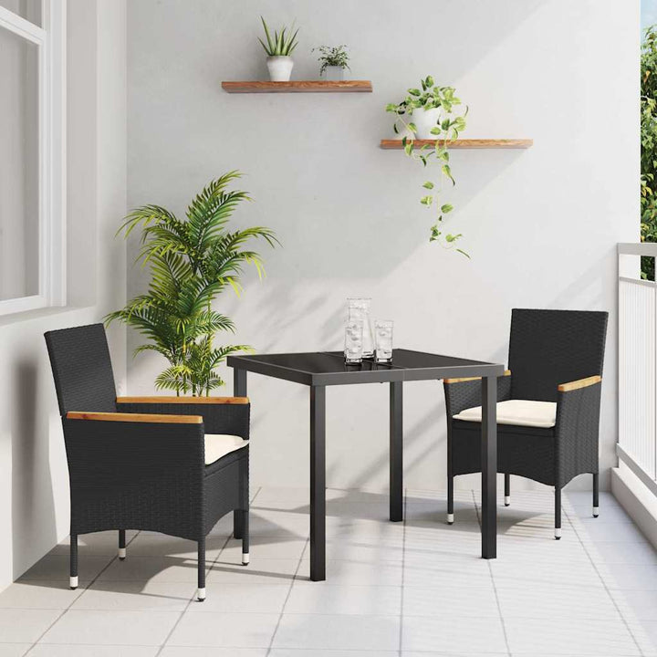 Have Spisebordssæt med pude 3 pcs Sort Poly rattan