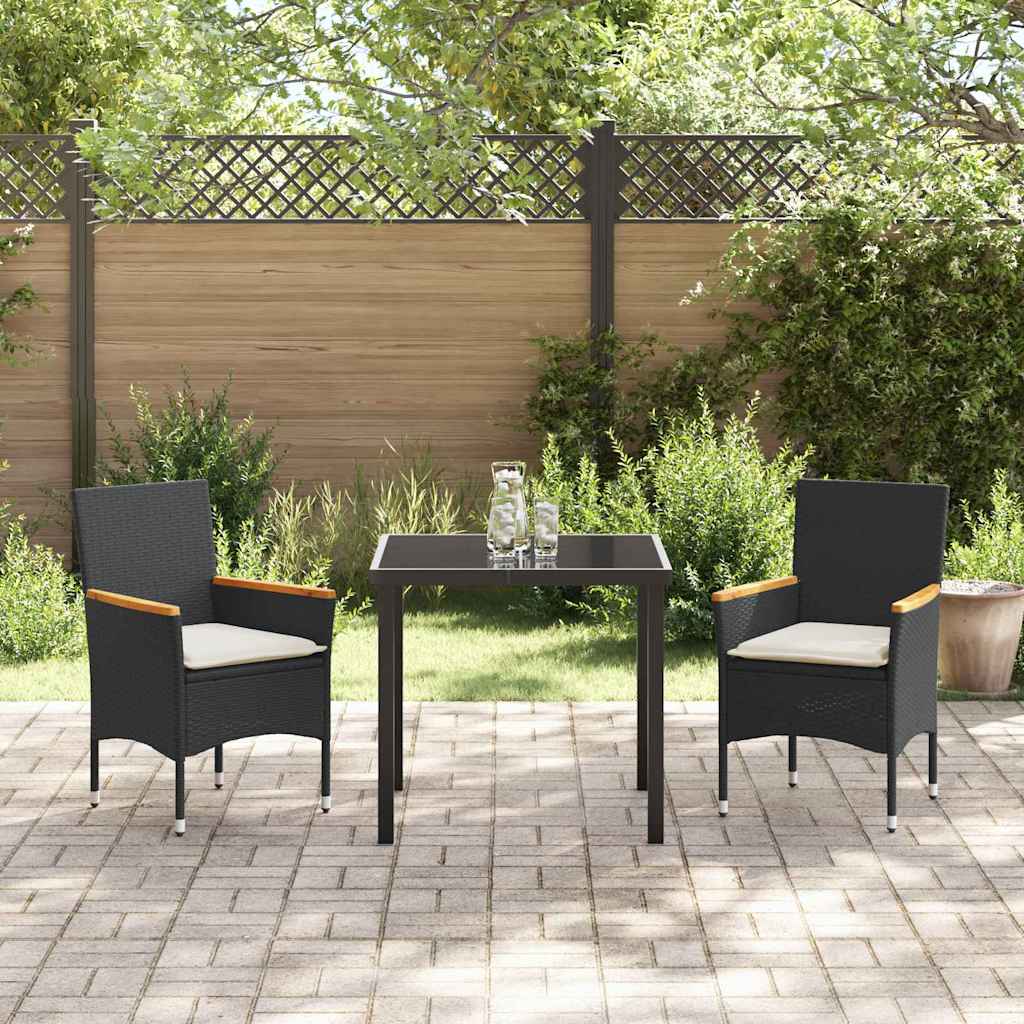 Have Spisebordssæt med pude 3 pcs Sort Poly rattan