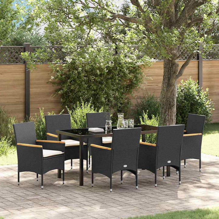 Have Spisebordssæt med pude 7 pcs Sort Poly rattan