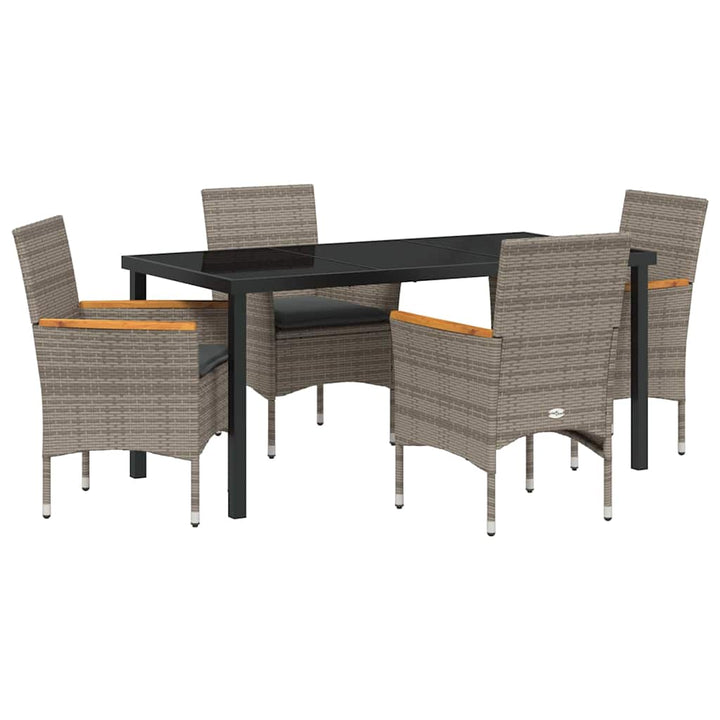 Have Spisebordssæt med pude 5 pcs Grå Poly rattan