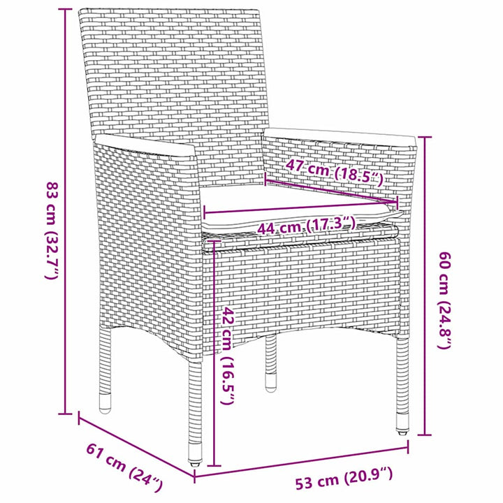 Have Spisebordssæt med pude 5 pcs Grå Poly rattan