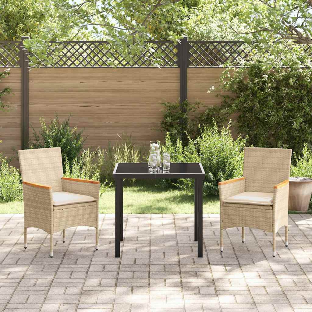 Have Spisebordssæt med pude 3 pcs Beige Poly rattan