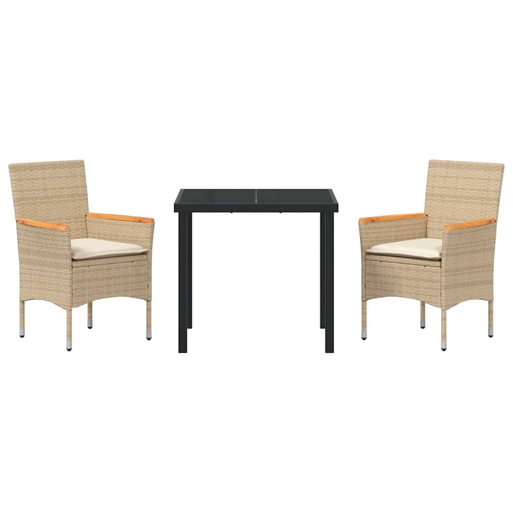 Have Spisebordssæt med pude 3 pcs Beige Poly rattan