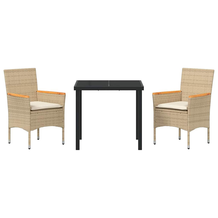 Have Spisebordssæt med pude 3 pcs Beige Poly rattan