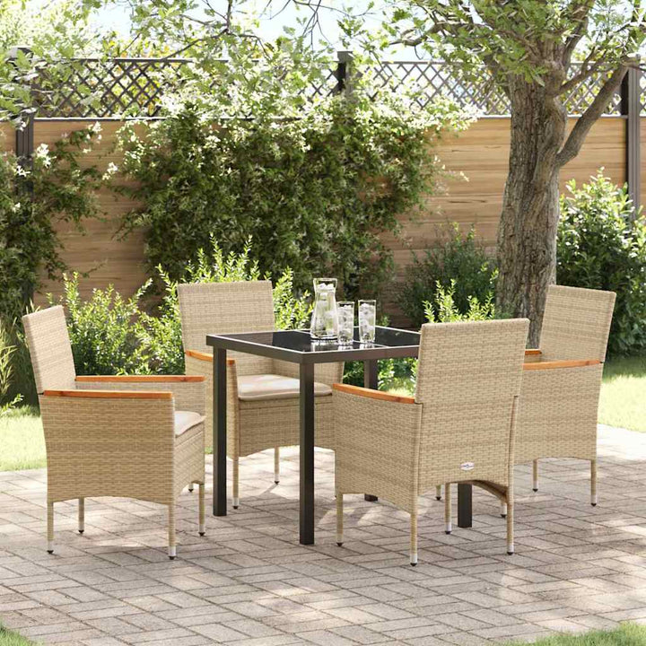 Have Spisebordssæt med pude 5 pcs Beige Poly rattan