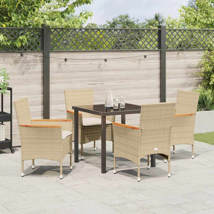 Have Spisebordssæt med pude 5 pcs Beige Poly rattan