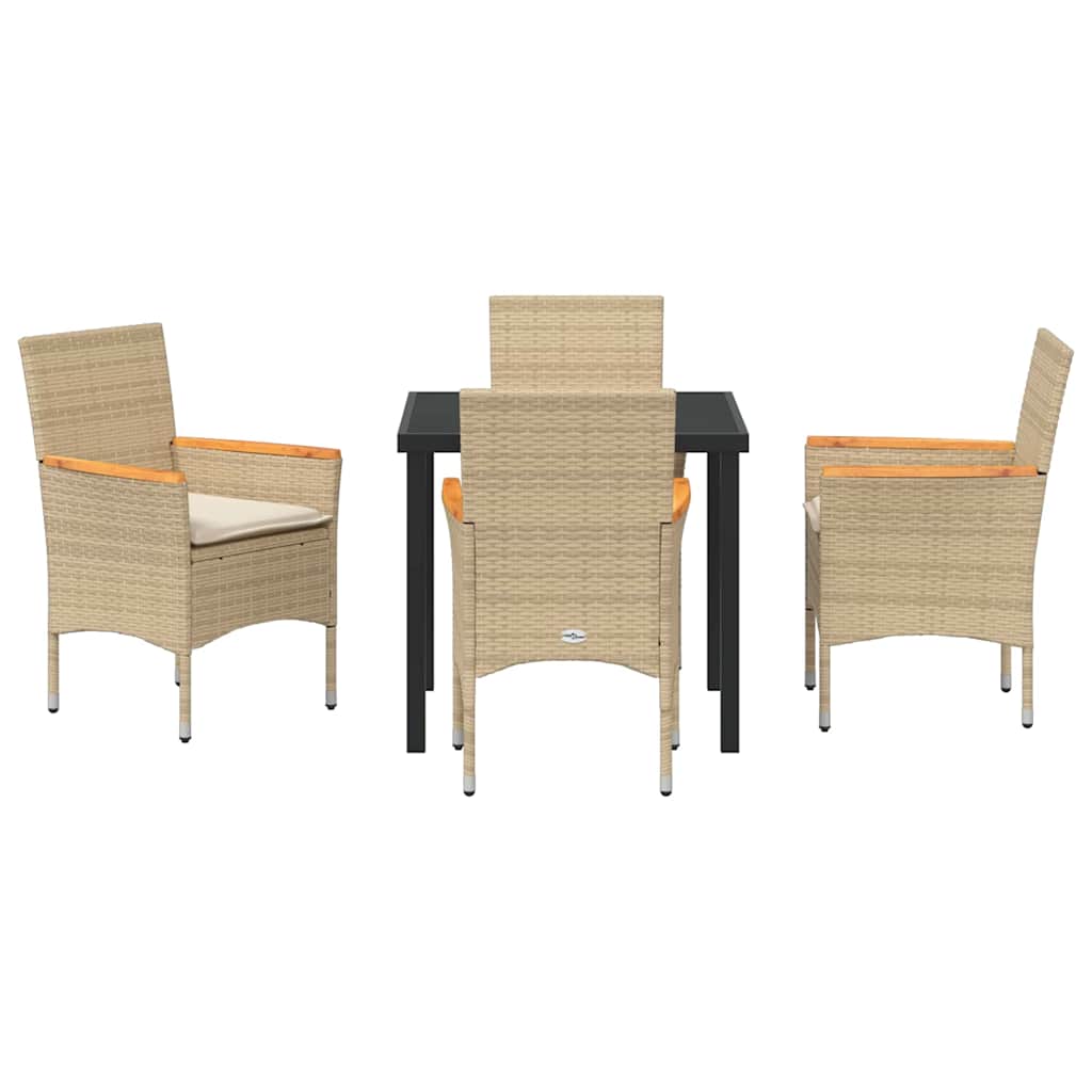 Have Spisebordssæt med pude 5 pcs Beige Poly rattan