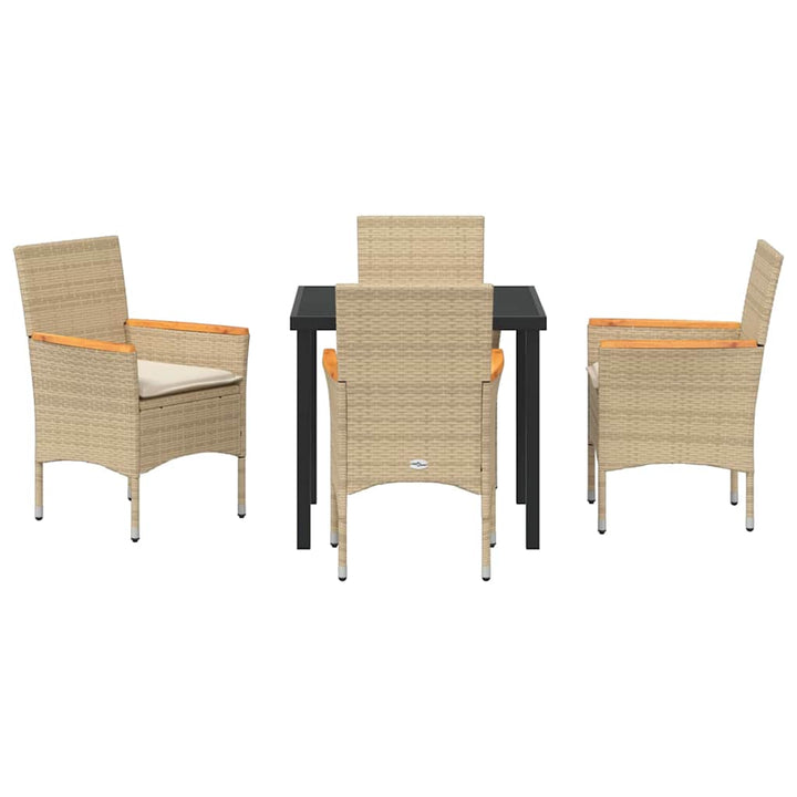 Have Spisebordssæt med pude 5 pcs Beige Poly rattan