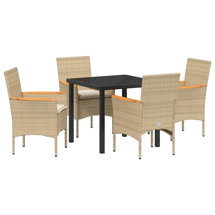 Have Spisebordssæt med pude 5 pcs Beige Poly rattan