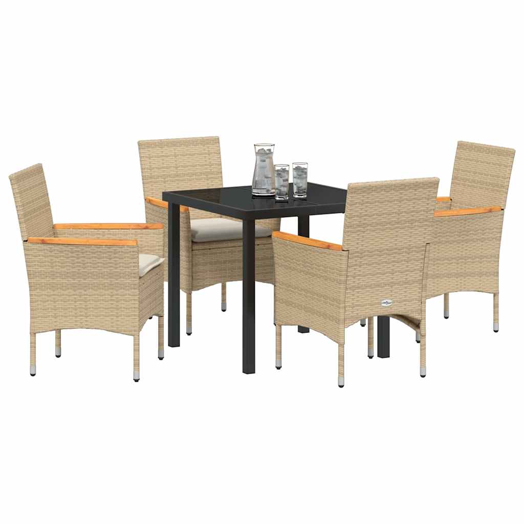 Have Spisebordssæt med pude 5 pcs Beige Poly rattan