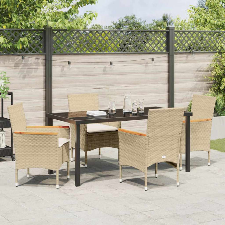 Have Spisebordssæt med pude 5 pcs Beige Poly rattan