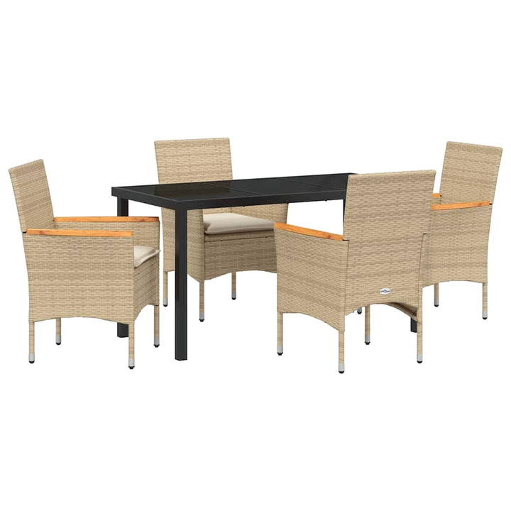 Have Spisebordssæt med pude 5 pcs Beige Poly rattan