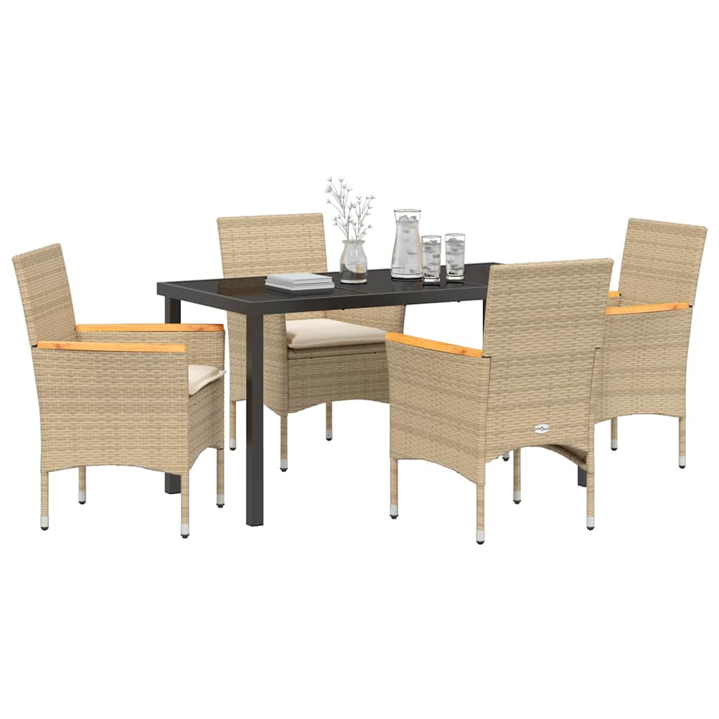 Have Spisebordssæt med pude 5 pcs Beige Poly rattan