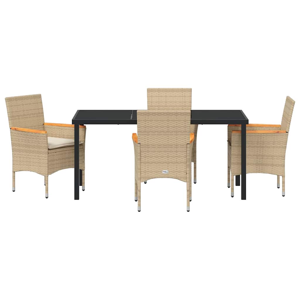 Have Spisebordssæt med pude 5 pcs Beige Poly rattan