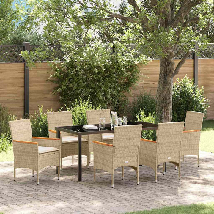 Have Spisebordssæt med pude 7 pcs Beige Poly rattan