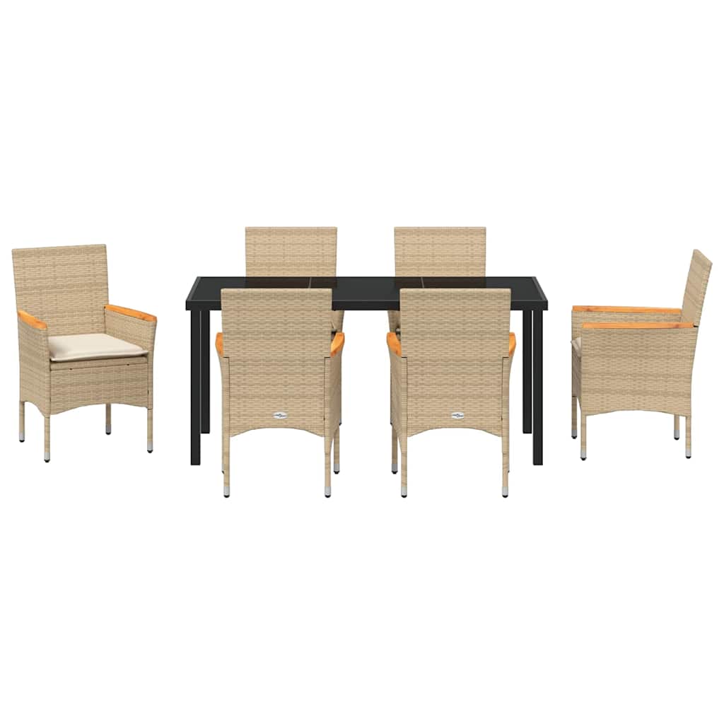 Have Spisebordssæt med pude 7 pcs Beige Poly rattan