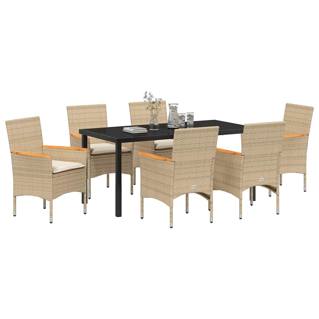 Have Spisebordssæt med pude 7 pcs Beige Poly rattan