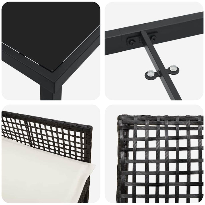 Have Spisebordssæt med pude 3 pcs Sort Poly rattan