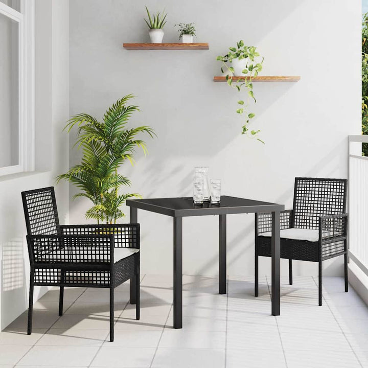 Have Spisebordssæt med pude 3 pcs Sort Poly rattan