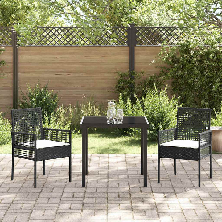 Have Spisebordssæt med pude 3 pcs Sort Poly rattan