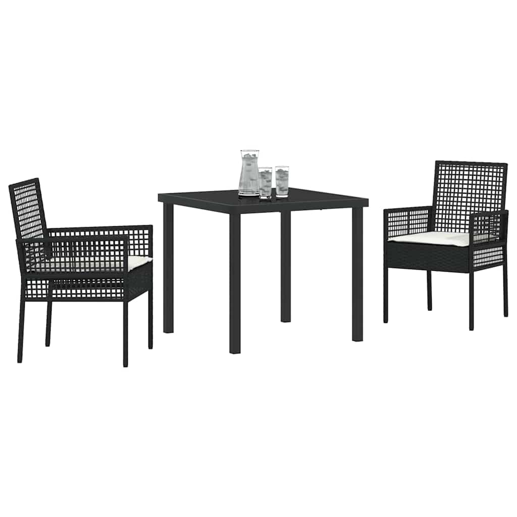 Have Spisebordssæt med pude 3 pcs Sort Poly rattan
