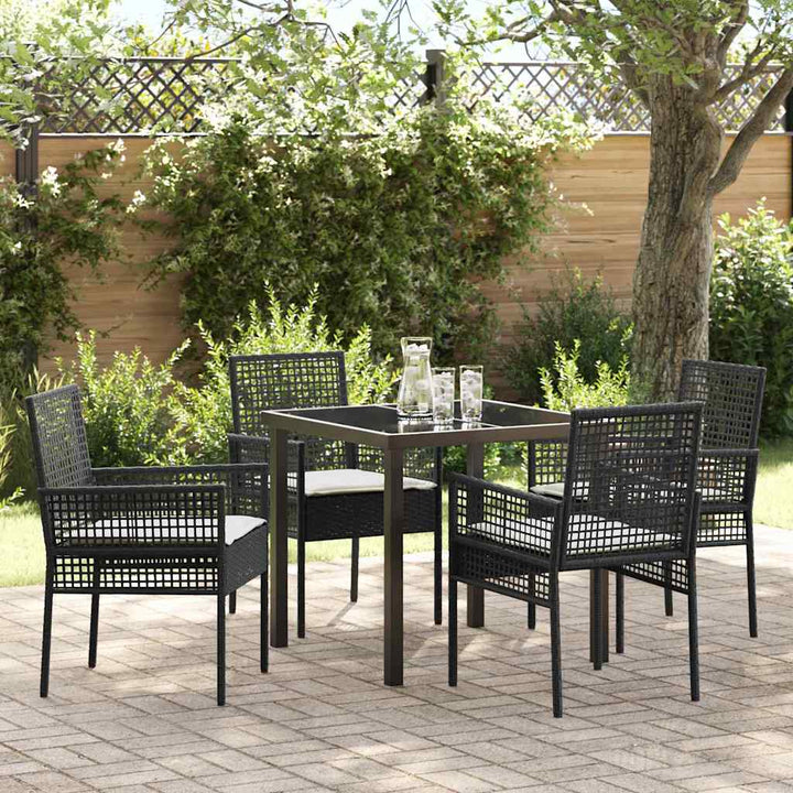 Have Spisebordssæt med pude 5 pcs Sort Poly rattan
