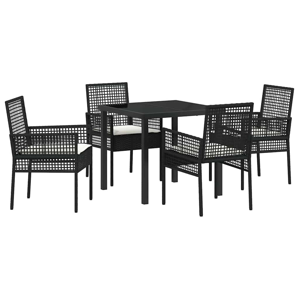 Have Spisebordssæt med pude 5 pcs Sort Poly rattan