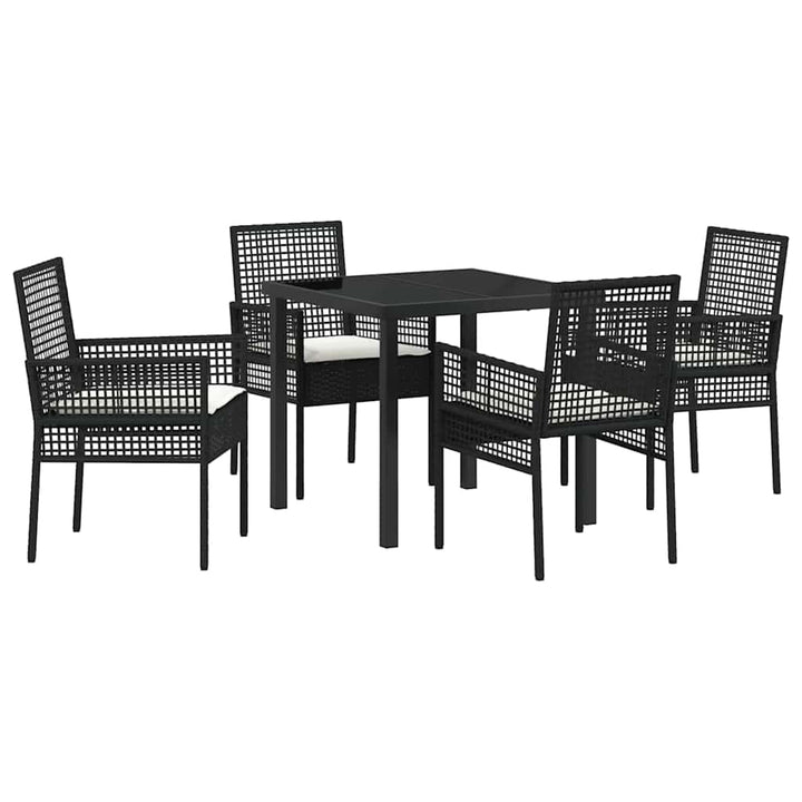 Have Spisebordssæt med pude 5 pcs Sort Poly rattan